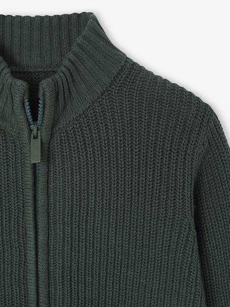 Vestje met opstaande kraag en lange mouwen voor jongens groen+marineblauw - vertbaudet enfant 