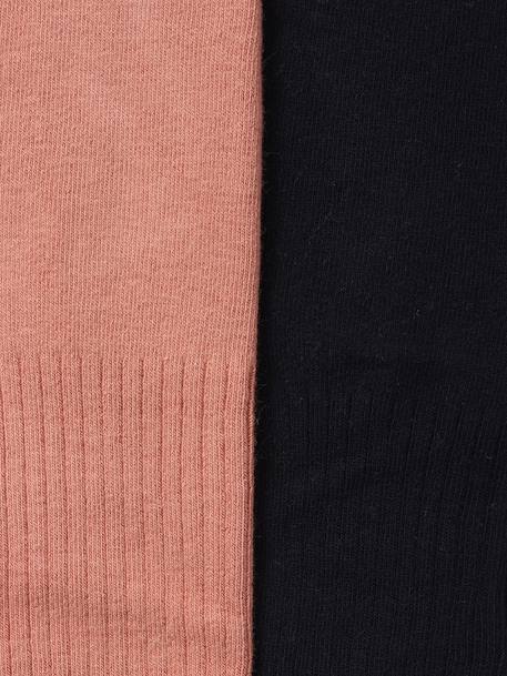 Lot de 2 paires de collants en maille côtelée fille bleu nuit - vertbaudet enfant 
