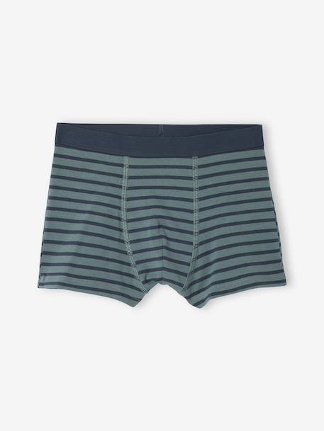 Set van 7 boxershorts voor jongens met strepen en berenprint groen - vertbaudet enfant 