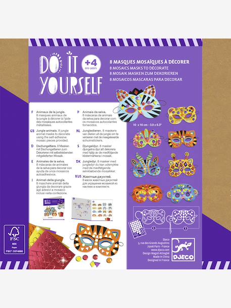 Creatieve set Jungle dieren 5 maskers DJECO meerkleurig - vertbaudet enfant 