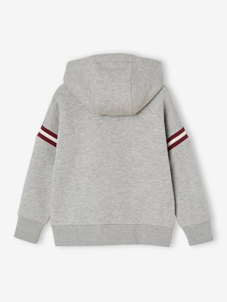 Sweater met capuchon met print aan de voorkant voor jongens gemêleerd grijs - vertbaudet enfant 