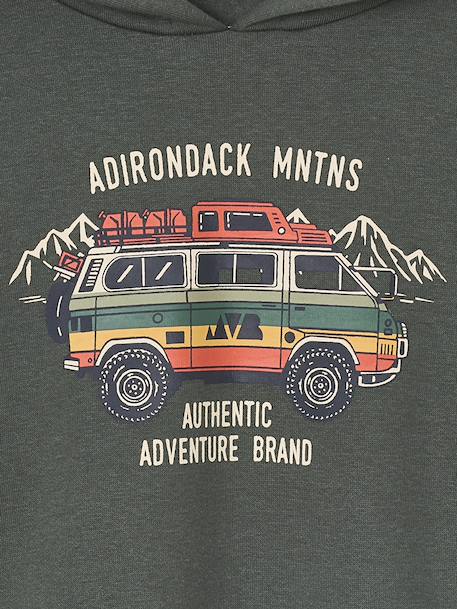 Sweat garçon à capuche motif placé blanc chiné+lichen+marine+noix de pécan - vertbaudet enfant 