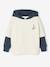 Sweater met capuchon 2-in-1 effect met geplaatste print voor jongens ecru - vertbaudet enfant 