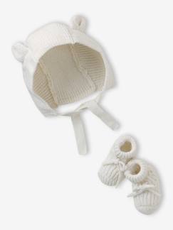 Bébé-Accessoires-Ensemble bonnet et chaussons bébé naissance