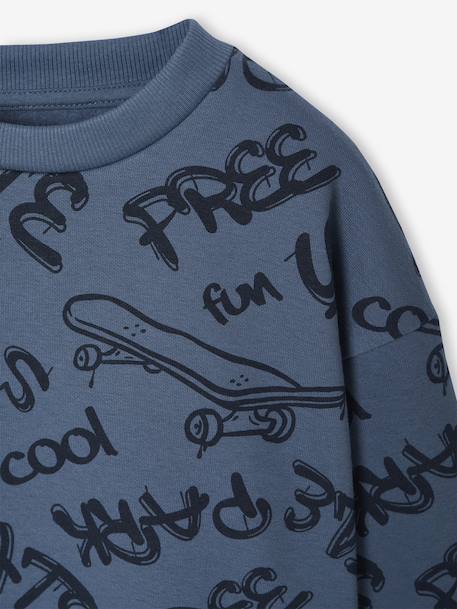 Sweat imprimé garçon beige chiné+bleu moyen+vert sauge - vertbaudet enfant 