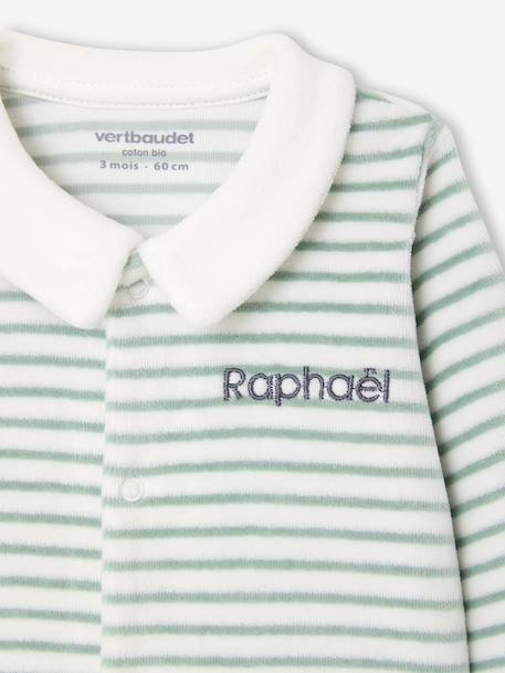 Personaliseerbaar babyslaappakje voor pasgeborenen in fluweel / velours ecru - vertbaudet enfant 