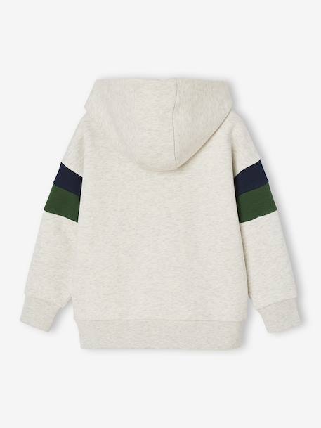 Sweat garçon à capuche motif placé blanc chiné+lichen+marine+noix de pécan - vertbaudet enfant 