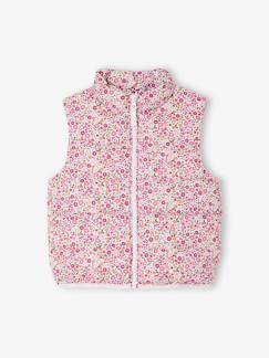 Meisje-Mantel, jas-Mouwloos donsjack met bloemenmotieven voor meisjes 