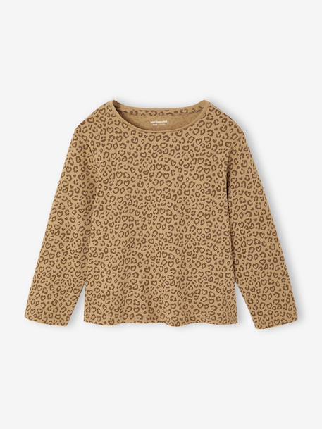 Set van 3 BASICS meisjesshirts met lange mouwen antraciet+groengrijs+koraal+roze (poederkleur) - vertbaudet enfant 