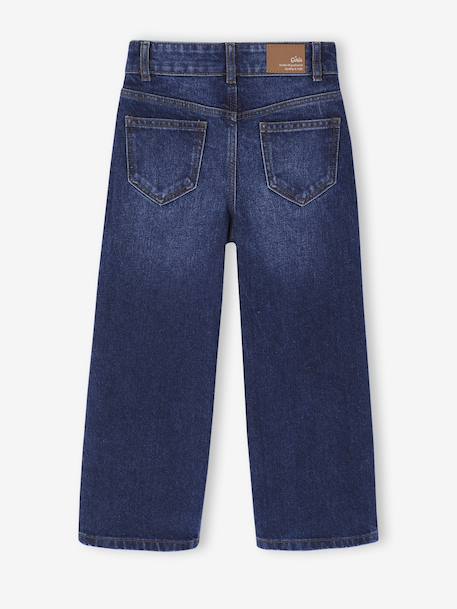 Ruime meisjesjeans MorphologiK met een smalle taille donkerblauw+middenblauw - vertbaudet enfant 