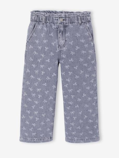 Pantalon fille large motifs fantaisie bleu foncé+bleu moyen+denim gris - vertbaudet enfant 