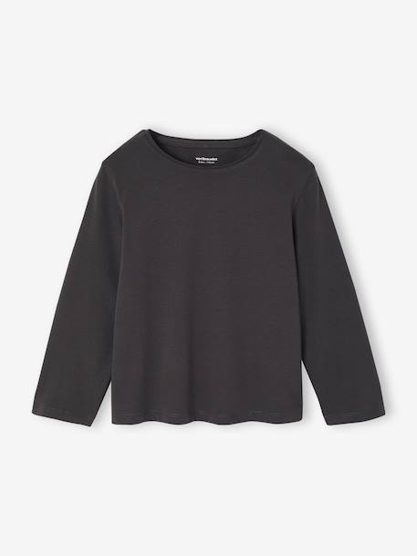 Set van 3 BASICS meisjesshirts met lange mouwen antraciet+groengrijs+koraal+roze (poederkleur) - vertbaudet enfant 