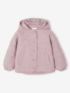 Doudoune fille légère à capuche motifs fleurs   - vertbaudet enfant