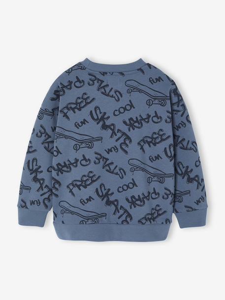 Sweater met print voor jongens gemêleerd beige+middenblauw+saliegroen - vertbaudet enfant 