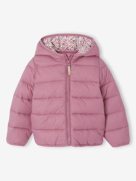 Doudoune fille légère à capuche marine+vert de gris+vieux rose - vertbaudet enfant 