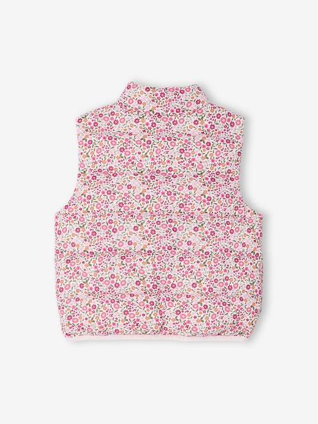 Doudoune fille sans manches motifs fleurs rose imprimé - vertbaudet enfant 