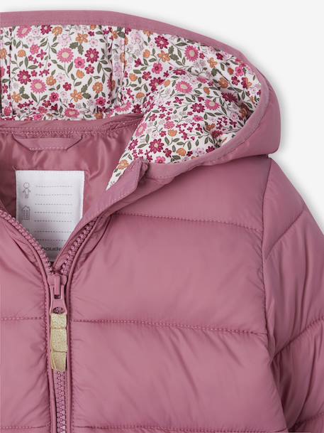 Lichtgewicht donsjas met capuchon voor meisjes groengrijs+marineblauw+oudroze - vertbaudet enfant 