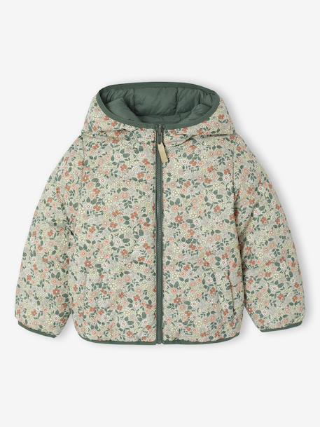 Doudoune fille légère réversible marine+vert émeraude+vert sauge - vertbaudet enfant 