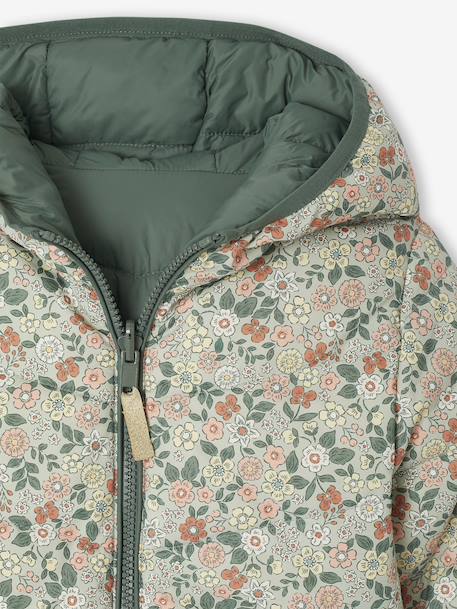 Doudoune fille légère réversible marine+vert émeraude+vert sauge - vertbaudet enfant 