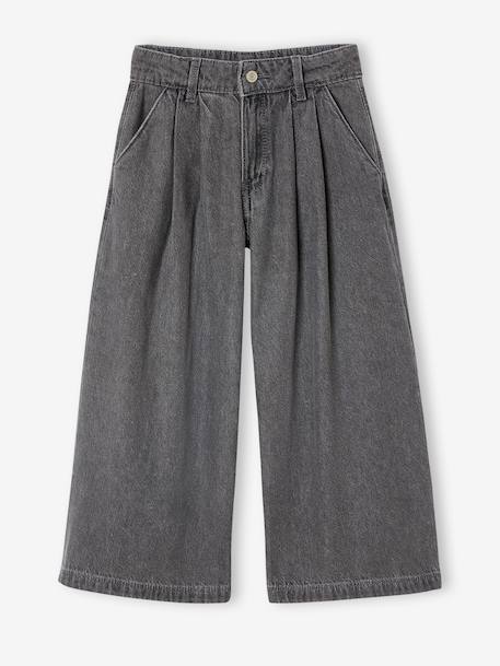 Jean fille large à pinces bleu moyen+denim gris - vertbaudet enfant 