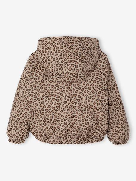 Coupe-vent fille à capuche réversible léopard/sherpa beige - vertbaudet enfant 