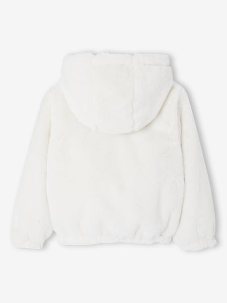 Coupe-vent fille à capuche réversible léopard/sherpa beige - vertbaudet enfant 