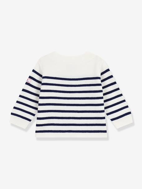Gestreept baby trui van PETIT BATEAU in wol en katoen. ecru - vertbaudet enfant 
