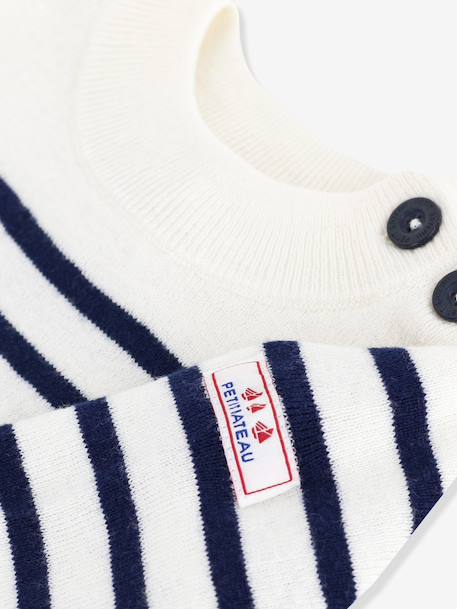 Gestreept baby trui van PETIT BATEAU in wol en katoen. ecru - vertbaudet enfant 