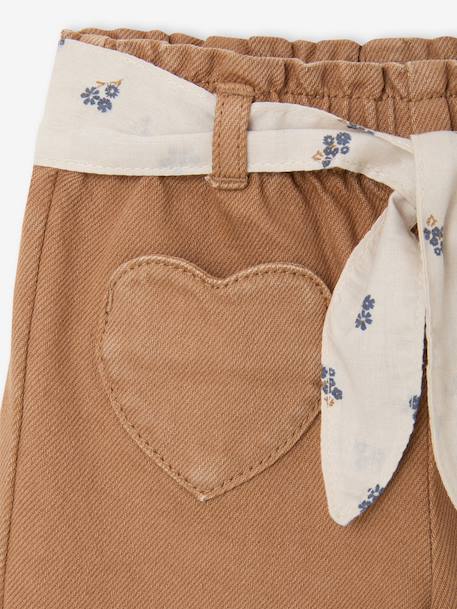 Pantalon bébé fille large ceinture à nouer caramel+violine - vertbaudet enfant 