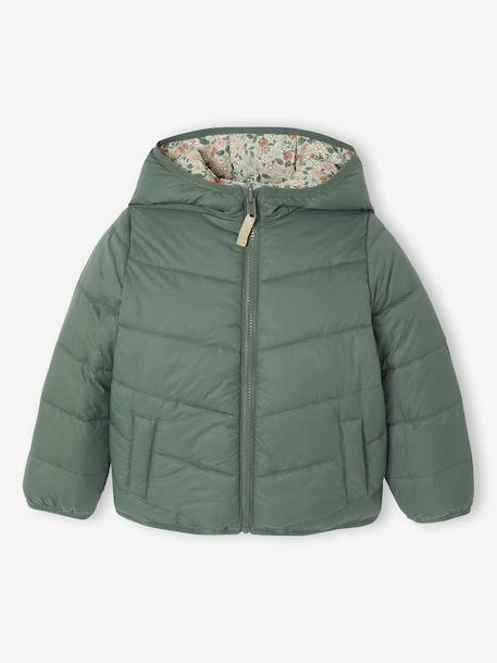 Doudoune fille légère réversible marine+vert émeraude+vert sauge - vertbaudet enfant 