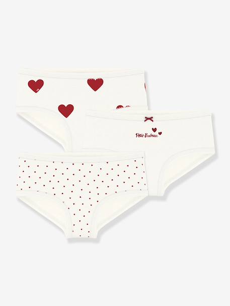 Fille-Lot de 3 culottes taille haute coeur en coton enfant