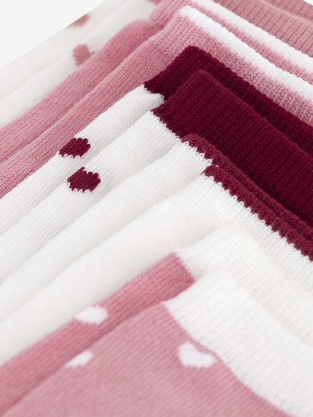 Set van 5 paar kindersokken van katoen met hartjesprint PETIT BATEAU rozen - vertbaudet enfant 