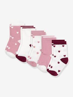 Bébé-Chaussettes, Collants-Lot de 5 paires de chaussettes bébé motifs coeurs