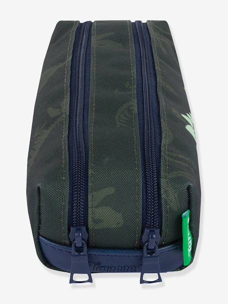 Trousse 2 compartiments dinosaures Timothée Les Fantaisies TANN'S patchs phosphorescents kaki - vertbaudet enfant 