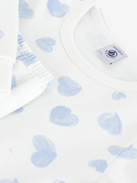 Pyjama enfant en molleton imprimé coeurs bleu clair - vertbaudet enfant 