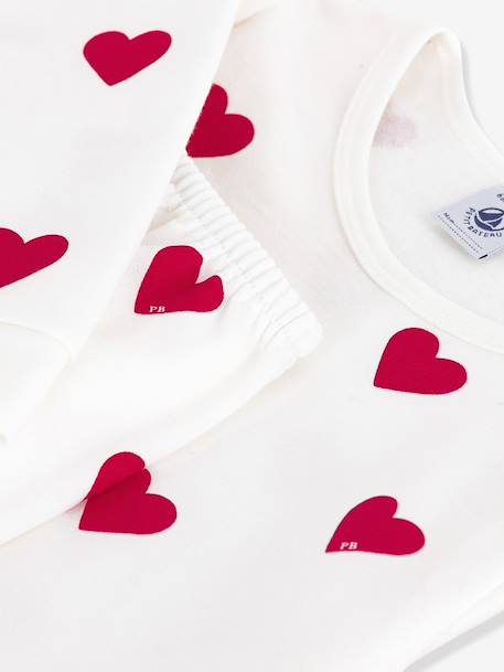Pyjama voor kinderen met PETIT BATEAU-hartjesprint wit - vertbaudet enfant 