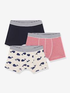 Garçon-Sous-vêtement-Slip, Boxer-Lot de 3 boxers en coton imprimé baleines enfant