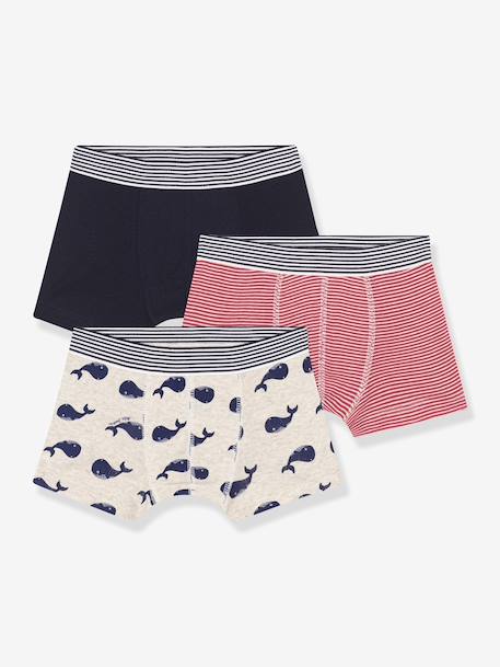 Lot de 3 boxers en coton imprimé baleines enfant blanc - vertbaudet enfant 
