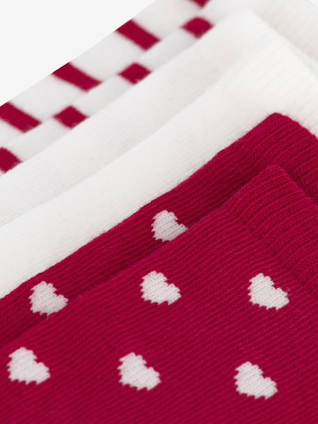 Set van 3 paar sokken katoen met hartjesmotieven PETIT BATEAU rood - vertbaudet enfant 