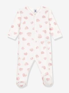 -Pyjama voor baby van fleece met hartjesprint PETIT BATEAU