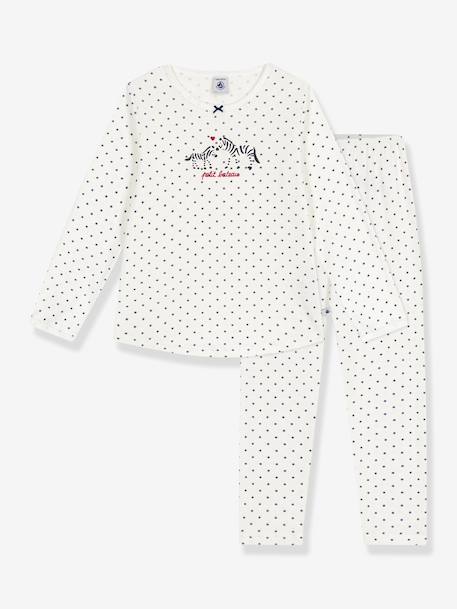 Pyjama fille en coton imprimé pois blanc - vertbaudet enfant 