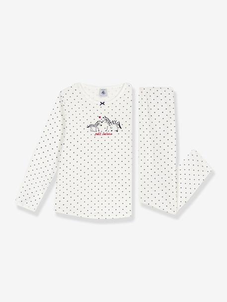 Pyjama fille en coton imprimé pois blanc - vertbaudet enfant 