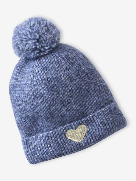 Ensemble fille bonnet, snood, moufles/mitaines avec badge coeur marine - vertbaudet enfant 