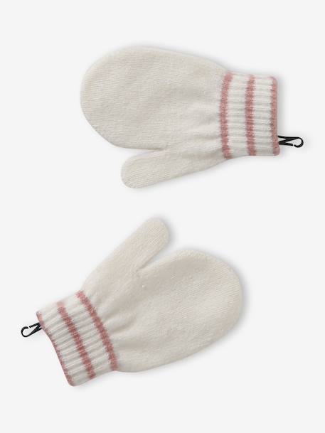 Ensemble torsadé fille bonnet + snood + moufles/gants écru - vertbaudet enfant 