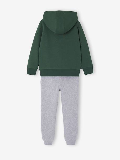 Sportieve set voor jongens met sweater met capuchon en print + effen joggingbroek bordeauxrood+karamel+korstmos+petrolblauw - vertbaudet enfant 