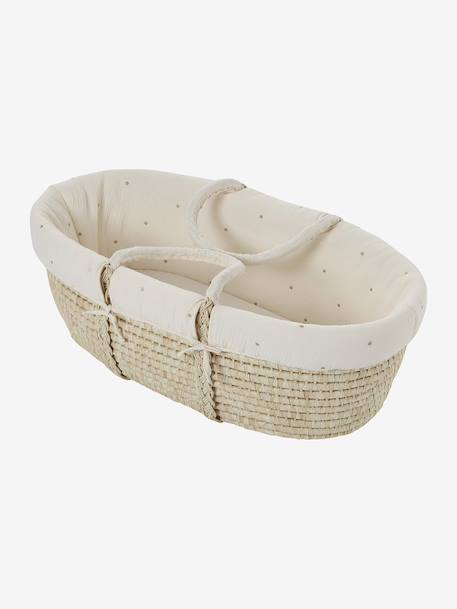 Babywieg van ENVIE DE FRAISE van natuurlijke gevlochten vezels beige+saliegroen+zNATUREL - vertbaudet enfant 