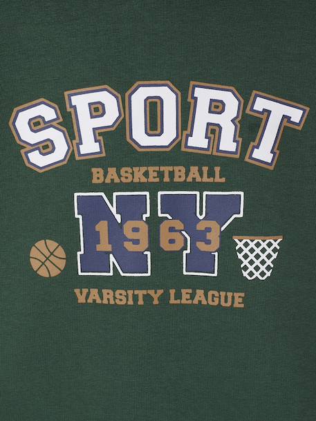 Sportieve set voor jongens met sweater met capuchon en print + effen joggingbroek bordeauxrood+karamel+korstmos+petrolblauw - vertbaudet enfant 