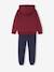 Sportieve set voor jongens met sweater met capuchon en print + effen joggingbroek bordeauxrood+karamel+korstmos+petrolblauw - vertbaudet enfant 
