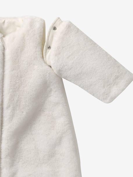 Trappelzak met afneembare mouwen in imitatiebont ENVIE DE FRAISE ecru - vertbaudet enfant 