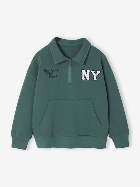 Sweat col camionneur brodé garçon vert - vertbaudet enfant 